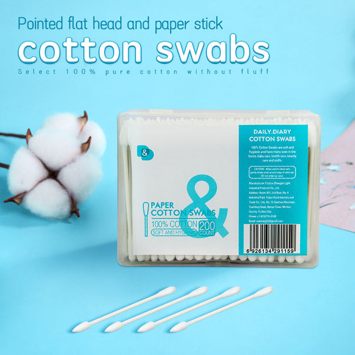 200支尖扁头纸棒棉签