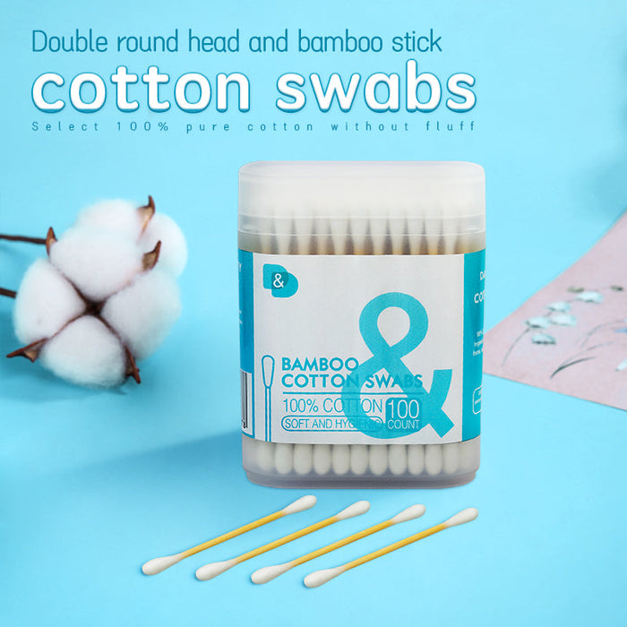 100支磨砂盒竹棒棉签