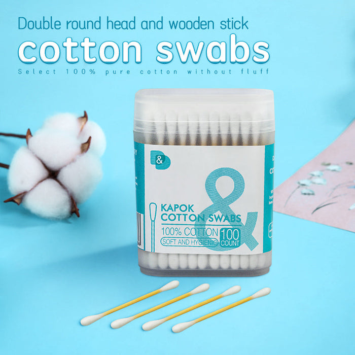 100支磨砂盒木棒棉签