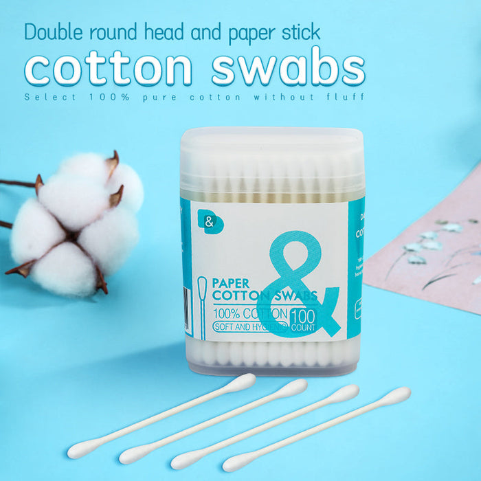 100支磨砂盒纸棒棉签