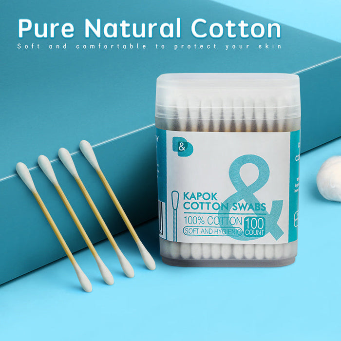 100支磨砂盒木棒棉签