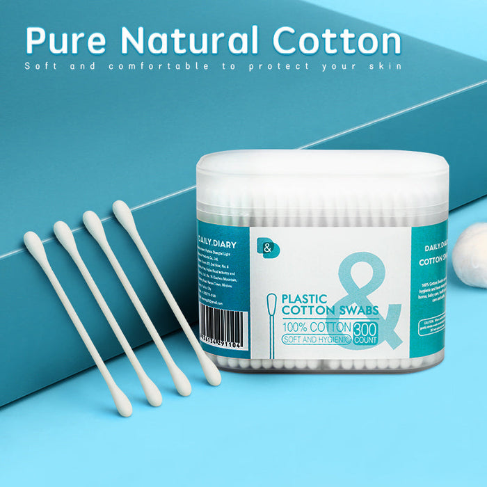 300支磨砂盒塑料棒棉签