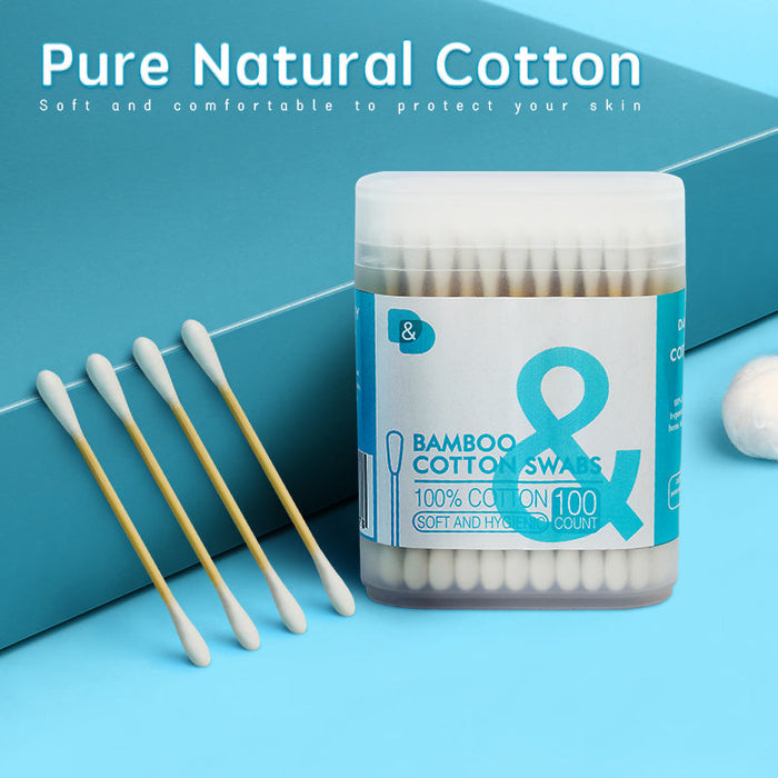 100支磨砂盒竹棒棉签