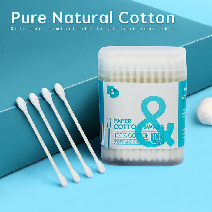 100支磨砂盒纸棒棉签