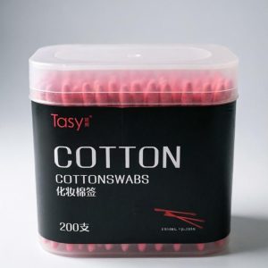 Tasy Makeup Cotton Swabs (200pcs) - Precision Beauty Applicators for Eyeshadow, Lipstick Correction & Nail Art - Lint-Free Cotton Tips with Hygienic Case